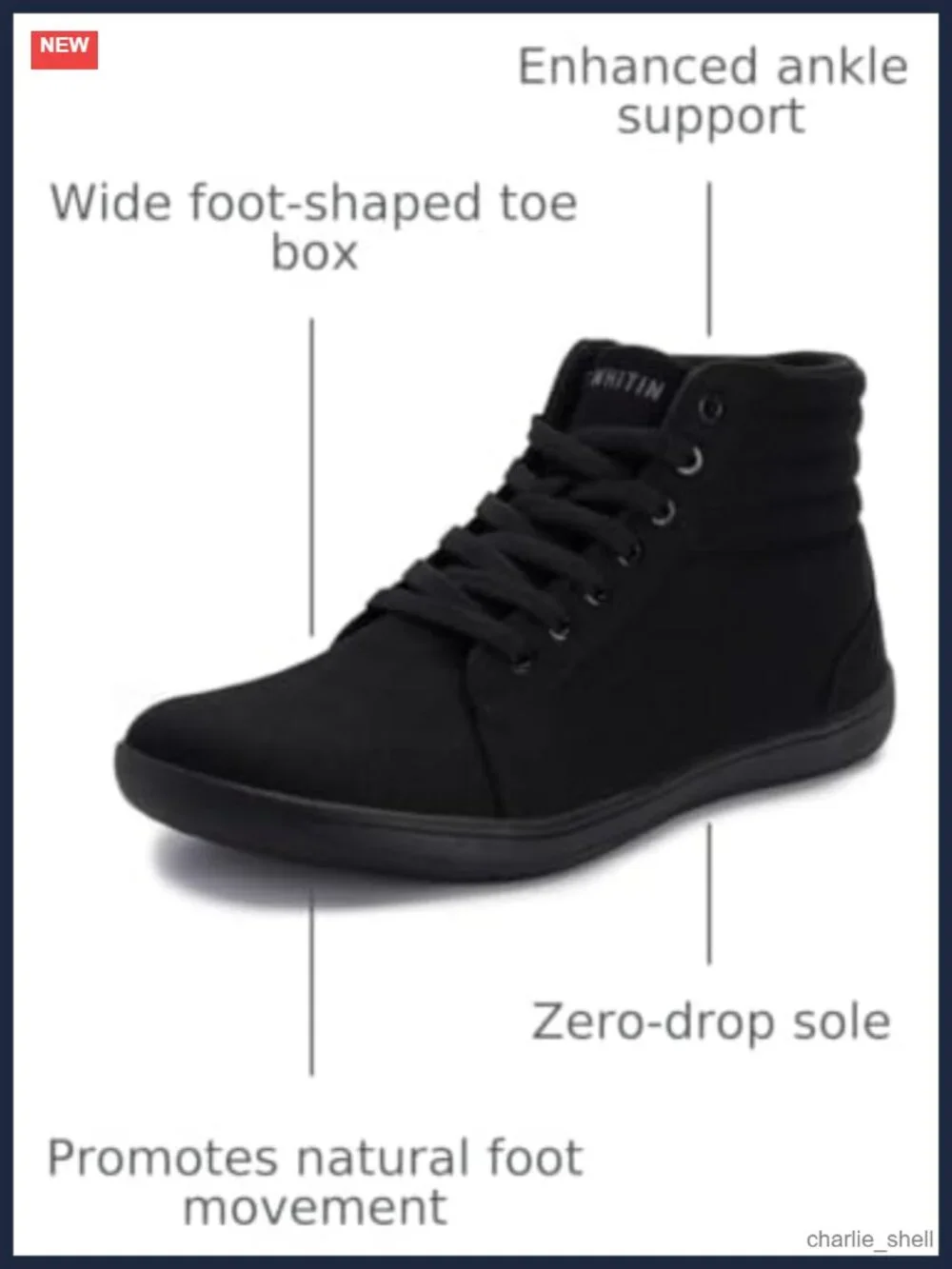 Wide Hi-Top Minimalist Barefoot Shoes Ankle Support Vegan Suede Canvas